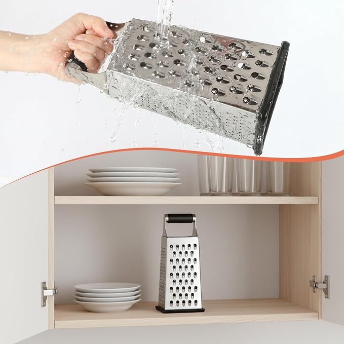 Supercenter Cheese Grater, Size 4-Sided Stainless Steel Box Grater, Food - Image 6