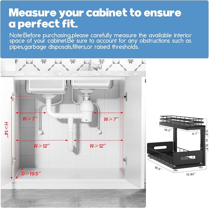 Under Sink Organizer Upgrade To Professional Rails, 2-Tier Dual Pull Out - Image 2