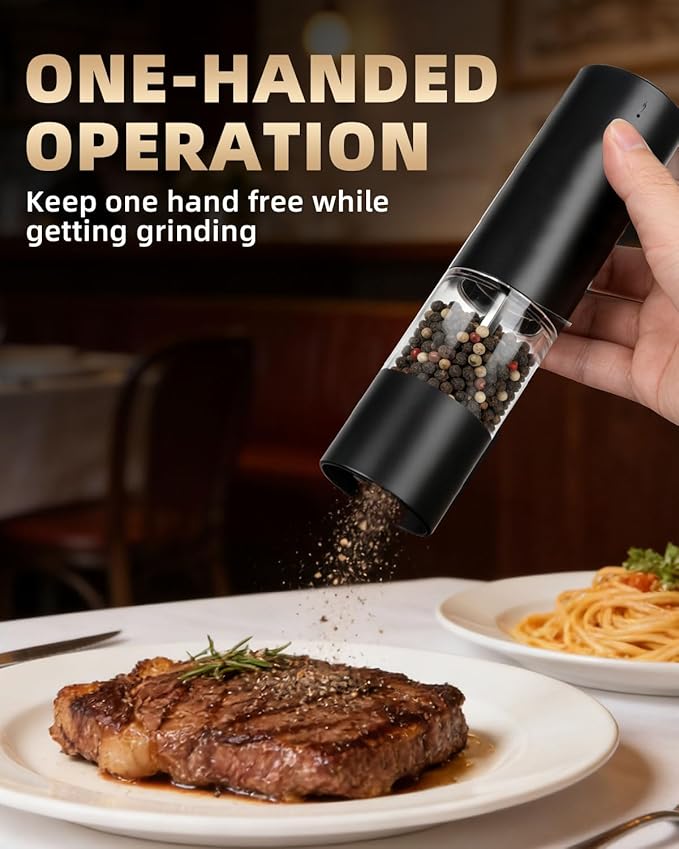 Electric Salt and Pepper Grinder Set Rechargeable, Automatic Salt and Pepper - Image 2