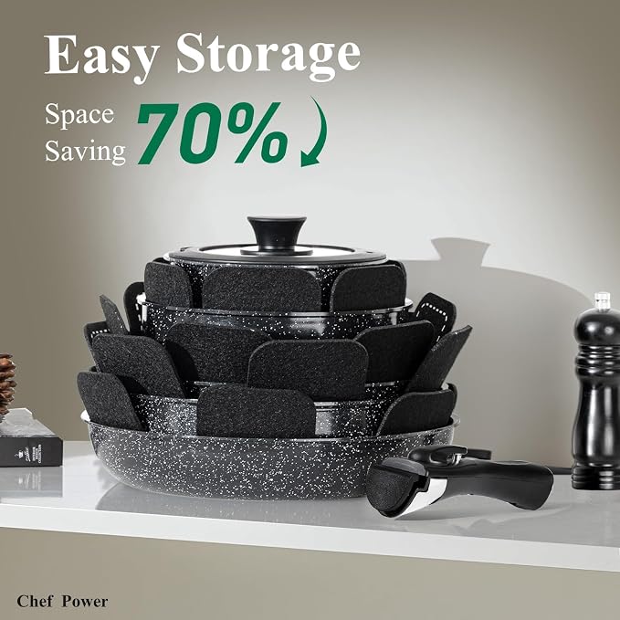 Chef Power Ceramic Nonstick Cookware Set 19 Piece - Image 3