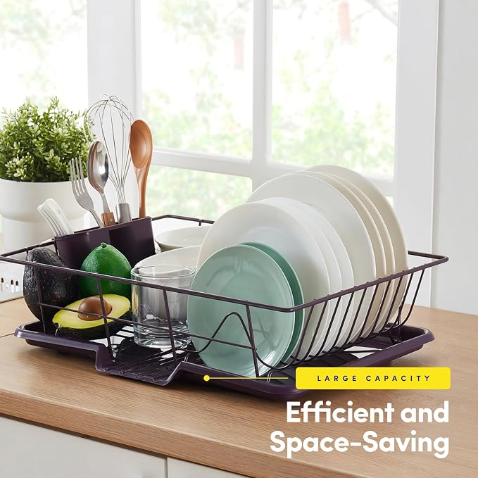 Space-Saving 3-Piece Dish Drainer Rack Set: Efficient Kitchen Organizer - Image 3