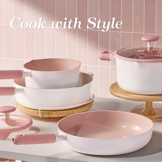 CAROTE Ceramic Cookware Set Nonstick, Non Toxic Cookware, Dishwasher, - Image 4