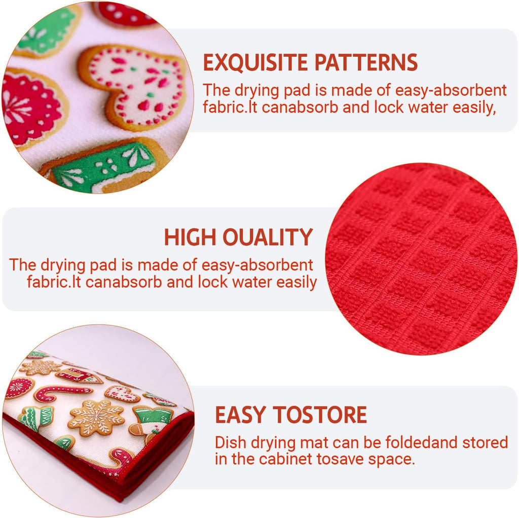 15"x20" Christmas Dish Drying Mat for Kitchen Counter