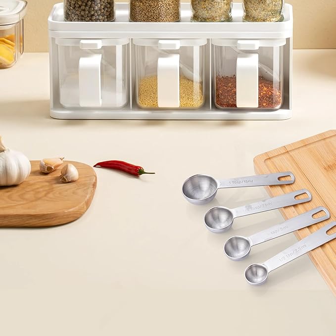 Stainless Steel Measuring Spoons Set, Dual-Scale Metric & US Measurements - Image 7