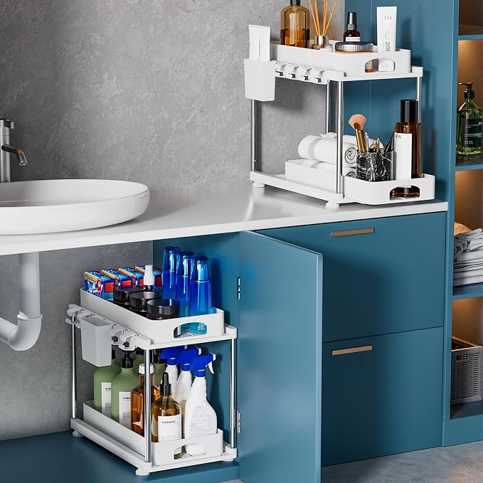 VERIFOST 2 Pack Under Sink Organizers and Storage, Double Sliding Kitchen - Image 7