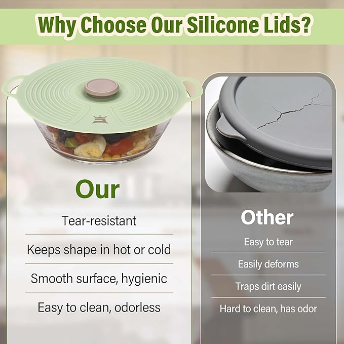 Silicone Lids for Bowl 3 Pack, Microwave Splatter Cover - Image 5