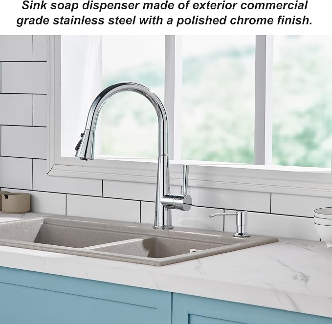 Soap Dispenser for Kitchen Sink Chrome, Sink Soap Dispenser Stainless Steel - Image 3