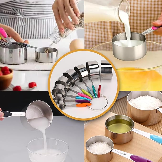 Stainless steel measuring cup set, consisting of 8 cups, suitable - Image 6