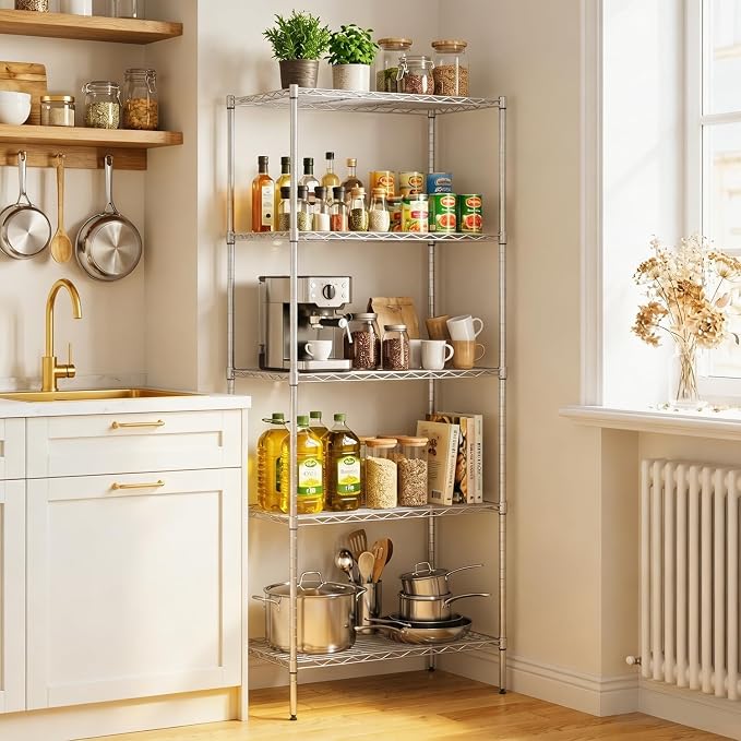 BestOffice | 5-Tier Wire Storage Shelves | 14 x 24 x 60 | Chrome | - Image 2