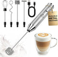 Zulay Kitchen Metal Rechargeable Milk Frother, 3 Whisk Attachments Handheld by ZulayKitchen