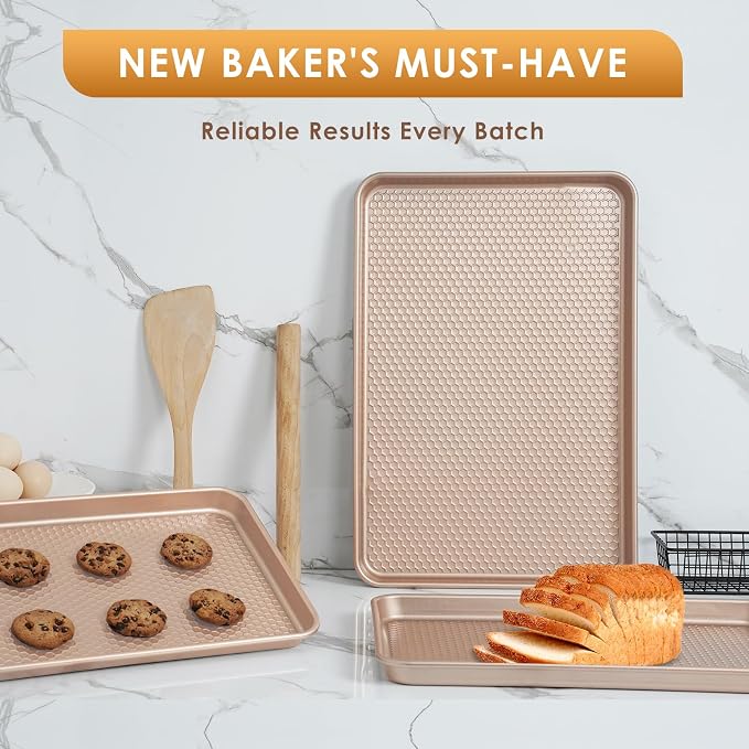 Baking Sheet Pan Set of 3, Nonstick Carbon Steel Cookie Sheets - Image 7