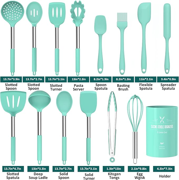 Silicone Cooking Utensil Set, Umite Chef 15pcs Silicone Cooking Kitchen - Image 2