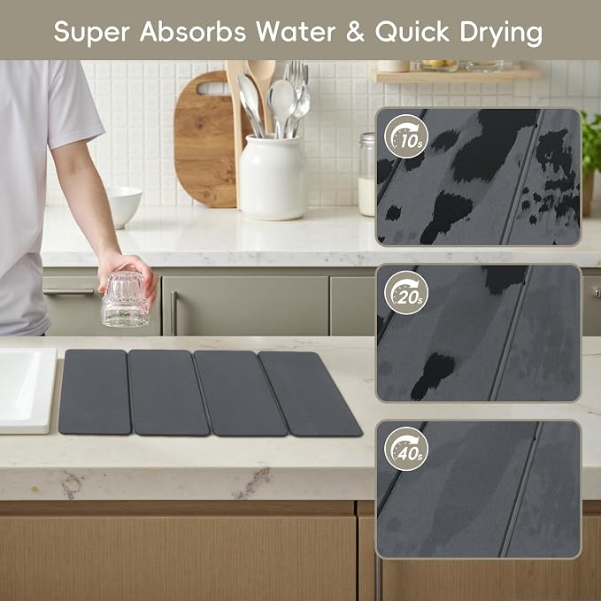 Small Stone Drying Mats for Kitchen Counter, Quick Dry Stone Dish Drying Mat - Image 3