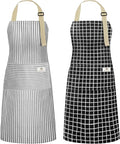 NLUS 2 Pack Kitchen Cooking Aprons, Adjustable Bib Waterproof Chef Apron by NLUS