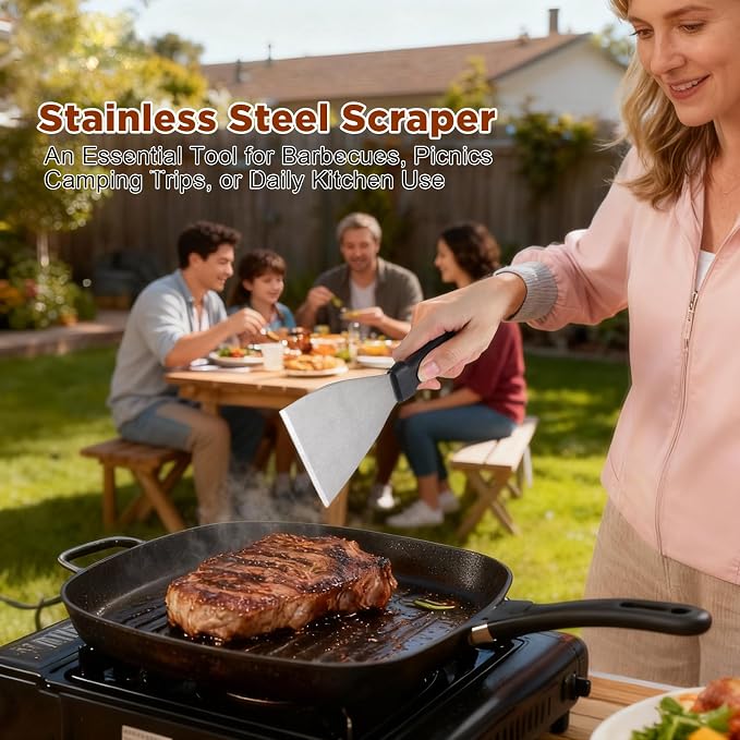 Griddle Scraper，Stainless Steel Grill Scraper, Slant Edge Metal Spatula - Image 7