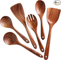6Pcs Wooden Utensil Set, Natural Acacia Wooden Spoons by NAYAHOSE