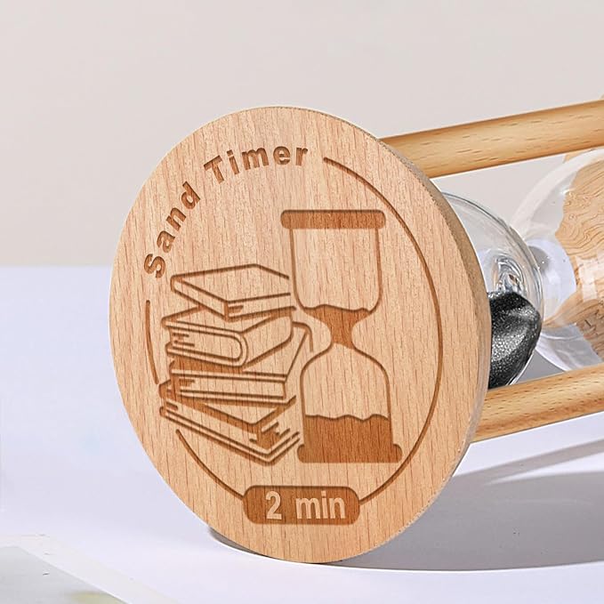 2 Minute Hourglass, 2 Min Wooden Sand Timer, Wood Sand Watch, Two Minute Mini - Image 3