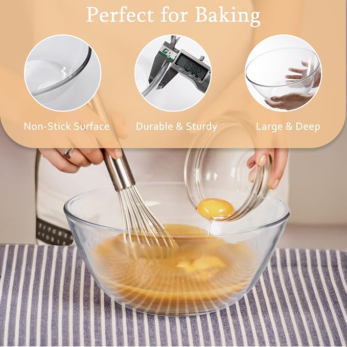 Ajrwiiy Large Glass Bowl for Sourdough Bread Making, 4.7 Quart Glass Mixing - Image 2
