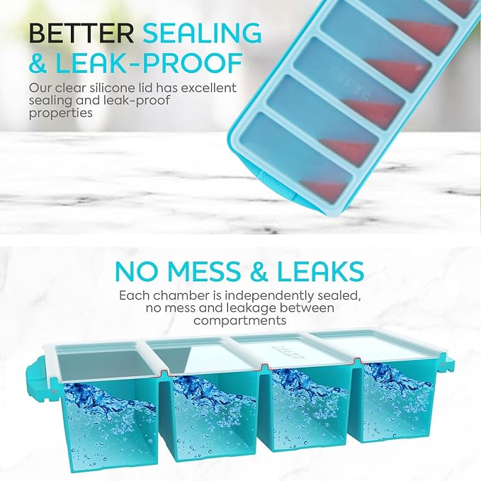 Silicone Freezer Tray With Lid-Soup Freezer Container molds-Large Ice Cube Tray - Image 3