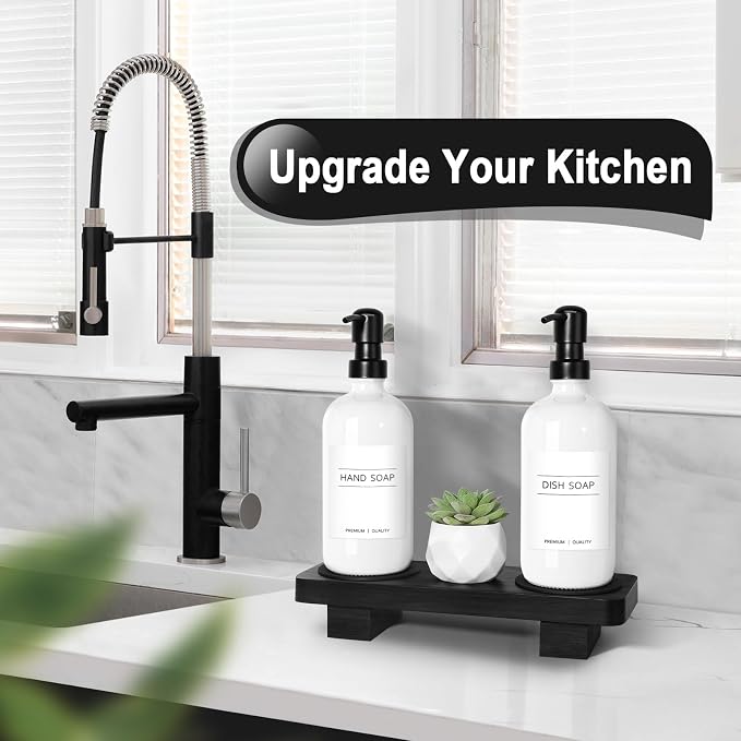 KASUNTING Hand Soap Dispenser for Kitchen, Bathroom Soap Dispenser Set - Image 5