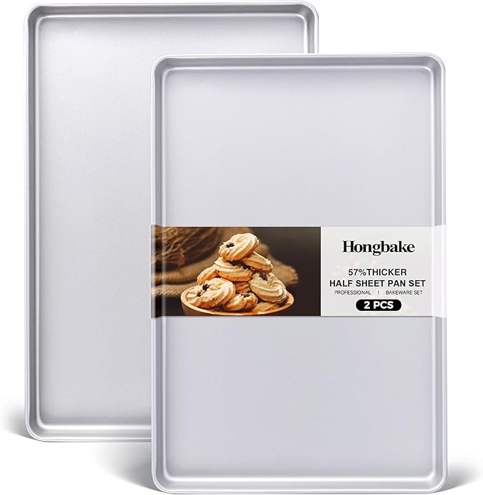 HONGBAKE Half Baking Sheet Pan Set of 2, Nonstick Cookie Sheet by HONGBAKE