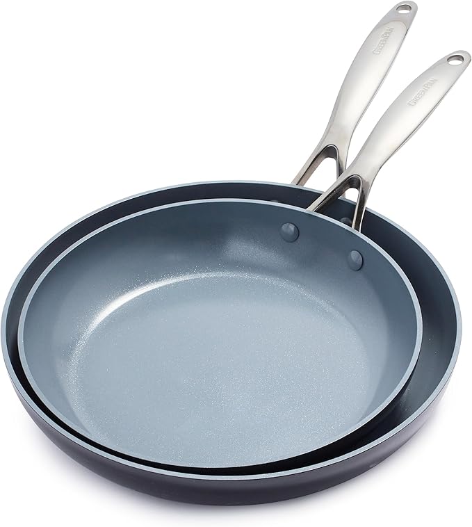 GreenPan Valencia Pro Ceramic Nonstick 10” & 12” Frying Pan Skillet Set by GreenPan