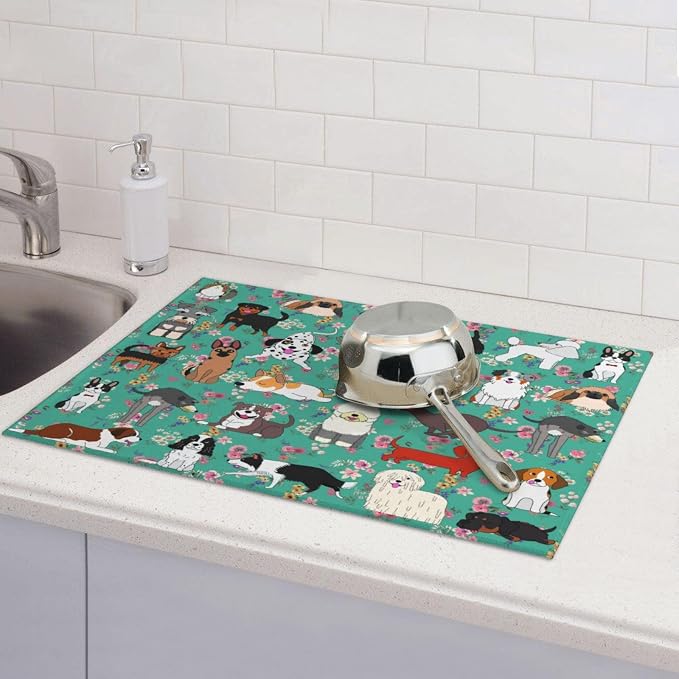 Dog Dish Drying Mat For Kitchen Microfiber Drying Mats Absorbent Reversible - Image 7