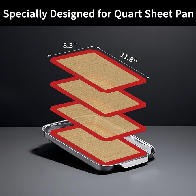 Small Silicone Baking Mats, 11-4/5x8-1/4 Inch Quarter Sheet Size, Non Stick - Image 2