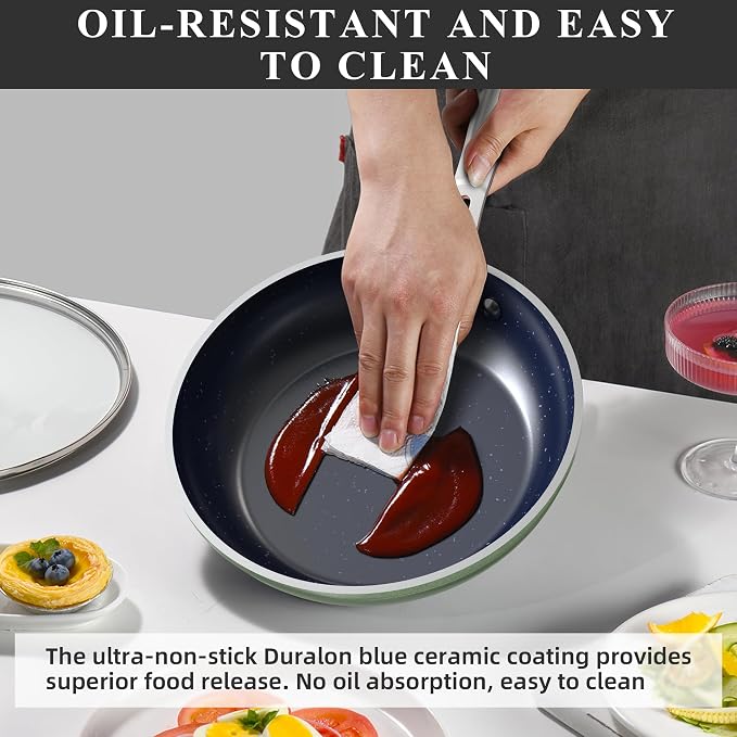 Nuwave Healthy Duralon Blue Ceramic Nonstick Cookware Set, Diamond Infused - Image 8