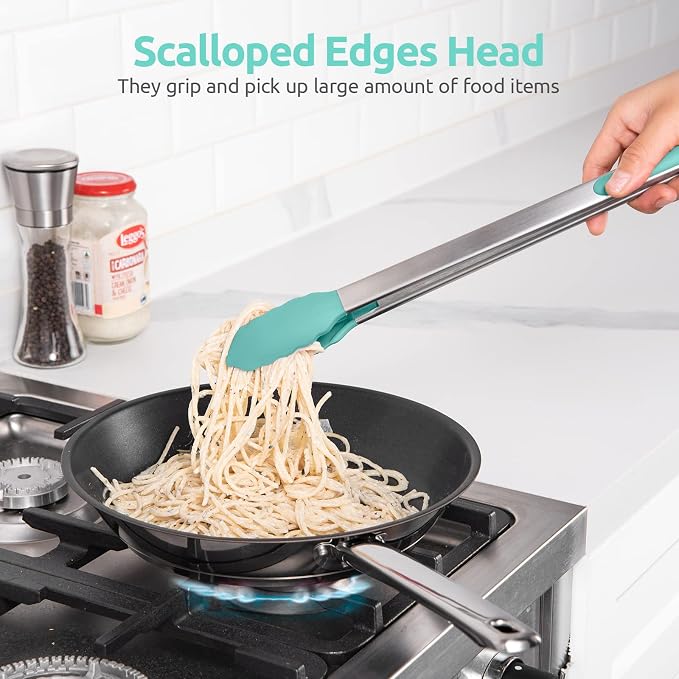 600ºF Heat Resistant Kitchen Tongs: U-Taste 16 in Extra Long Large Silicone - Image 4