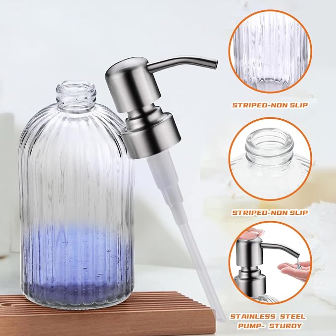 Glass Soap Dispensers for Kitchen and Bathroom, 16oz Heavey Glass Bottle - Image 4