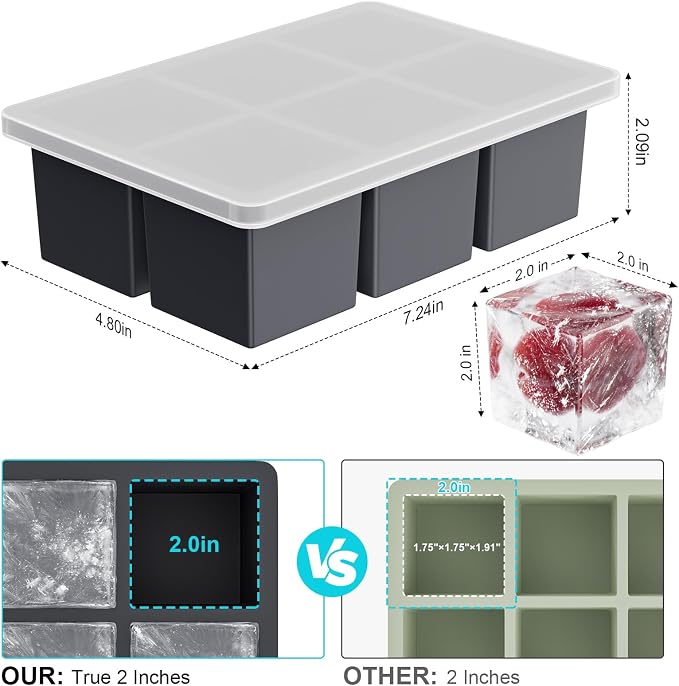 Large Ice Cube Tray for Whiskey: 2inch Big Silicone Ice Trays - Image 6