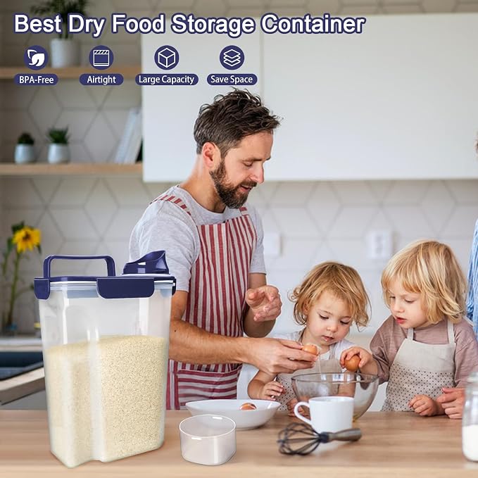 Komzon Rice Container, Airtight Rice Storage Container 10lb, Cereal Containers - Image 5
