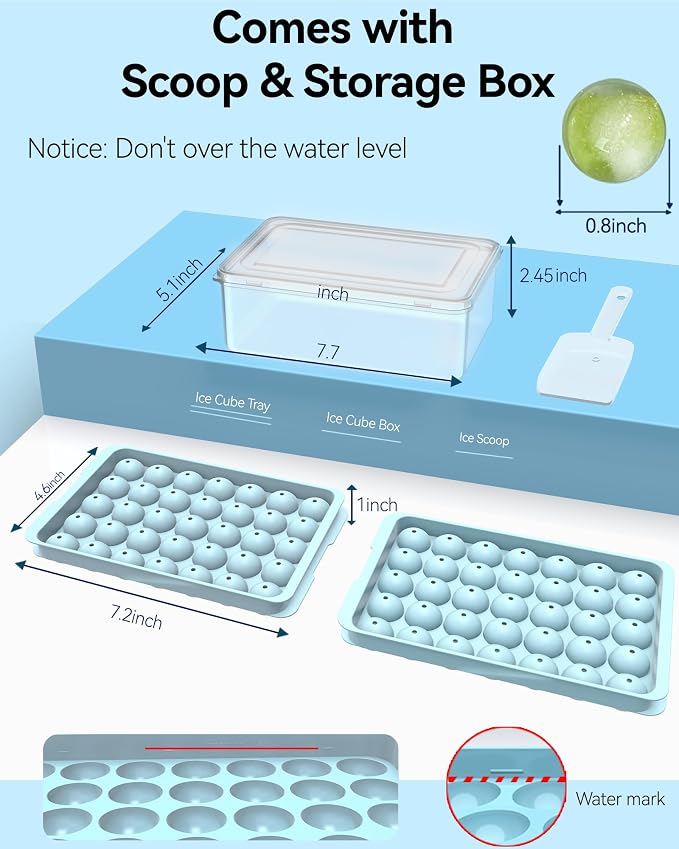 Ice Cube Trays with Lid and Bin, BPA-Free Mini 0.75 Inch Sphere Ice Molds - Image 6