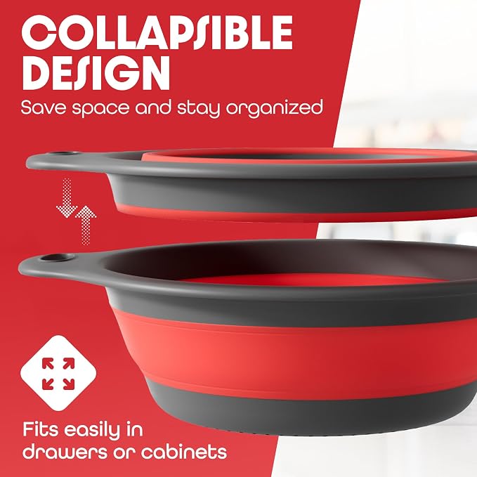 Gevoli Strainer with Self-Draining Base Over-Sink Collapsible Kitchen Colander - Image 2