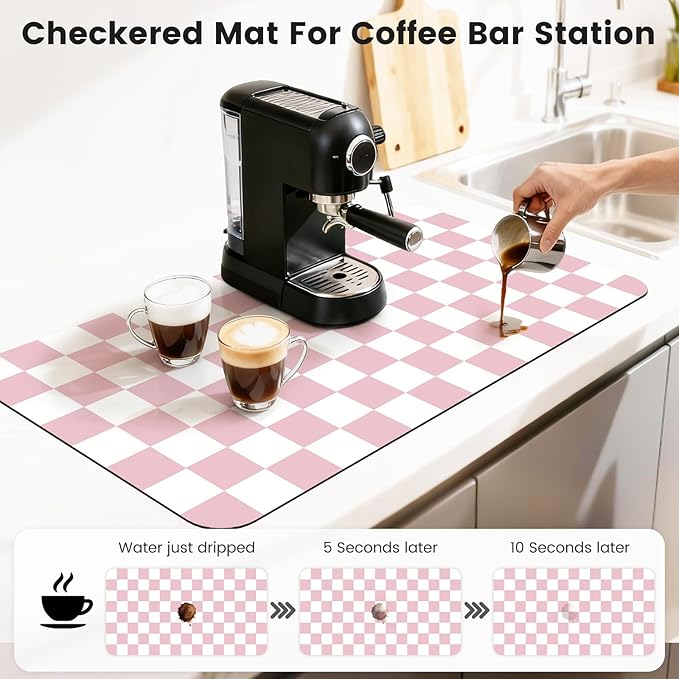 17" x 32" Checkered Dish Drying Mat - Image 3
