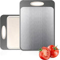 Cutting Board Double Sided, Large Stainless Steel Cutting Boards, Wheat Straw by Newraturner