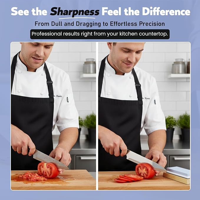 Premium Knife Sharpening Stone Set | Dual Grit Whetstone, Bamboo Base, Non-slip - Image 8