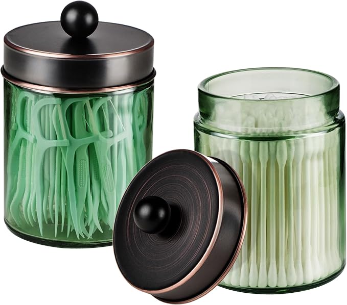 3 Pack Apothecary Jar Canisters Bathroom Vanity Organizer - Image 2