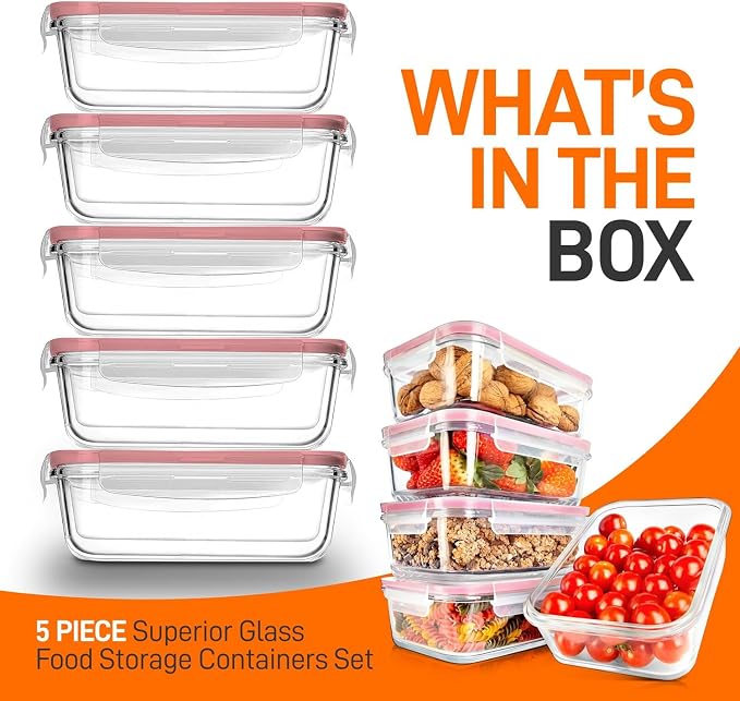 Nutrichef 10-Piece Glass Food Containers - Image 7