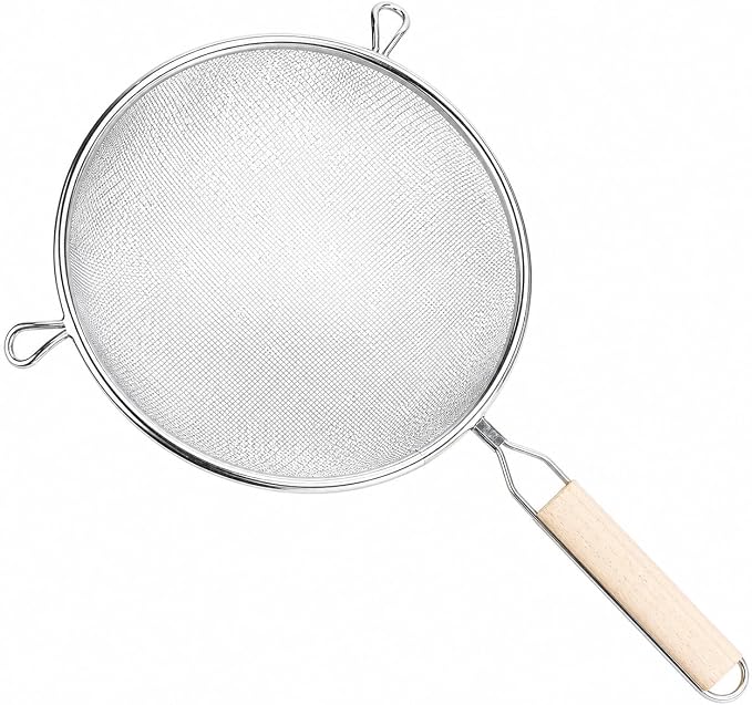 Huji 8-Inch Stainless Steel Double Mesh Food Strainer Colander - Image 3