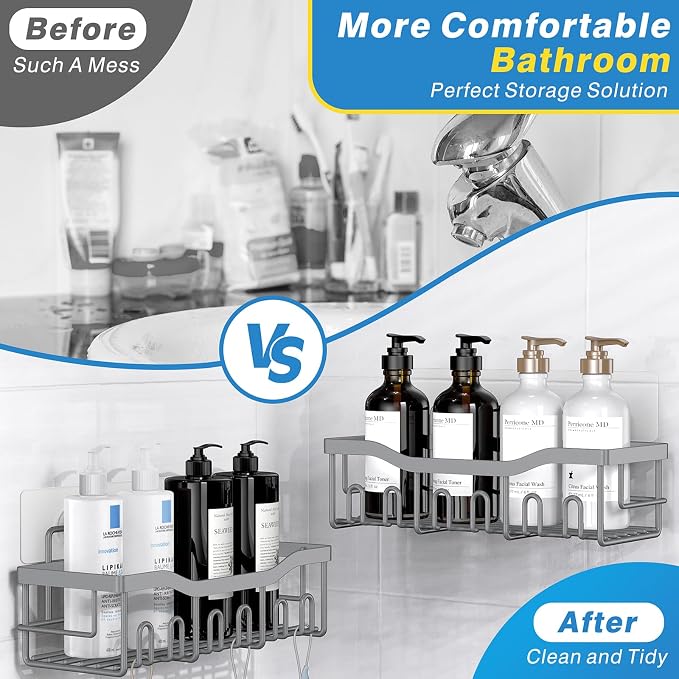 EUDELE Shower Caddy 2 Pack, Adhesive Shower Organizer - Image 3