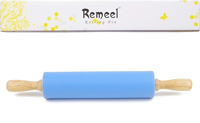 Silicone Rolling Pin for Baking Non-stick Rolling Pin Dough Roller Wooden - Image 8