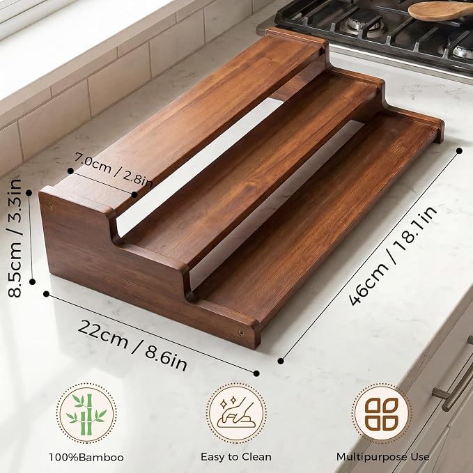 Spice Rack Kitchen Cabinet Organizer-18-Inch Bamboo Spice Organizer - Image 2