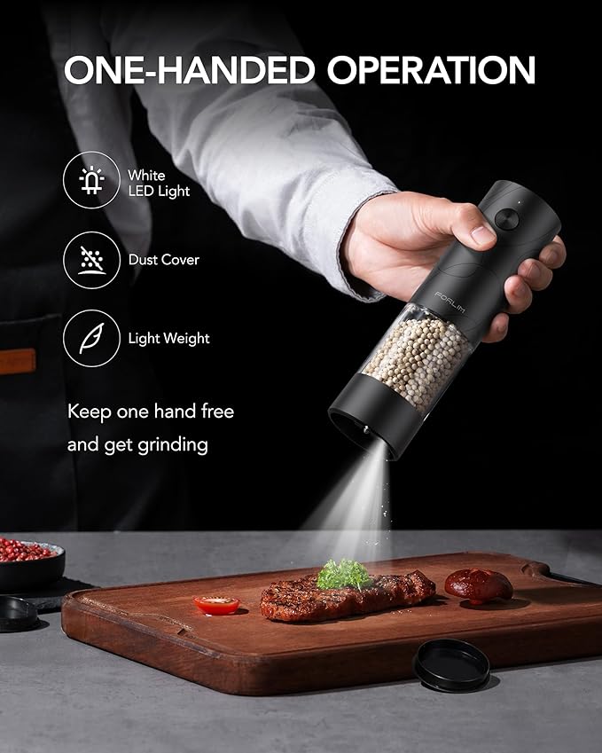 FORLIM Electric Salt and Pepper Grinder Set, USB Rechargeable, Automatic Salt - Image 2