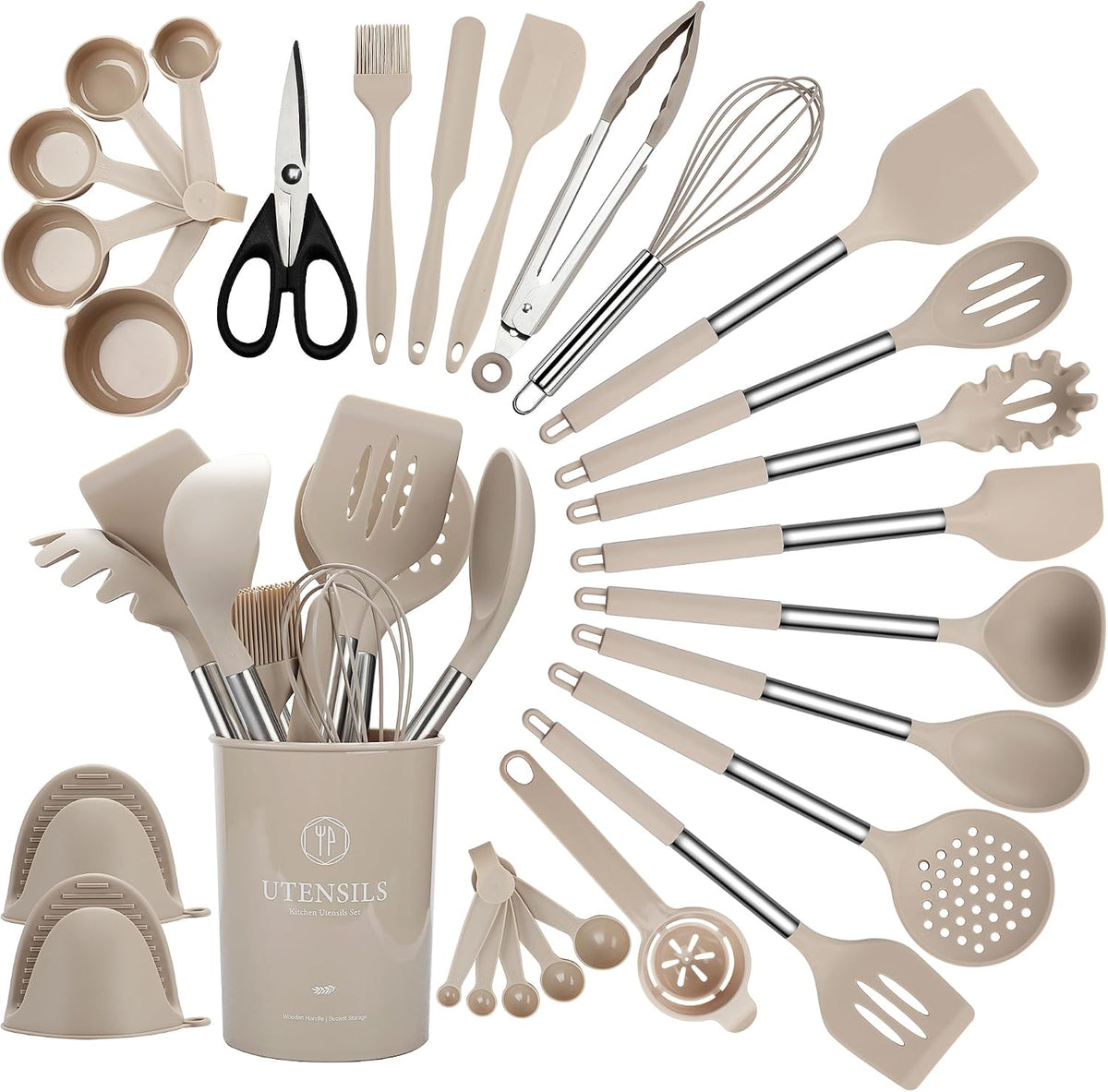 Silicone Cooking Utensils Set, 28 Pcs Non-Stick Kitchen Utensils Set