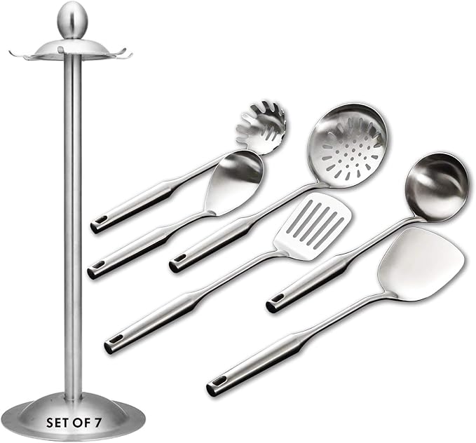 Kitchen Utensil Set – 6 Piece Stainless Steel Cooking Utensils by GXONEHomeKitchen