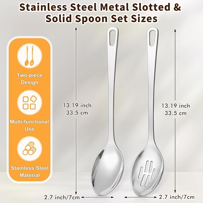 Stainless Steel Cooking Spoon, Solid Metal Serving Spoon, Heavy Duty Sturdy - Image 5