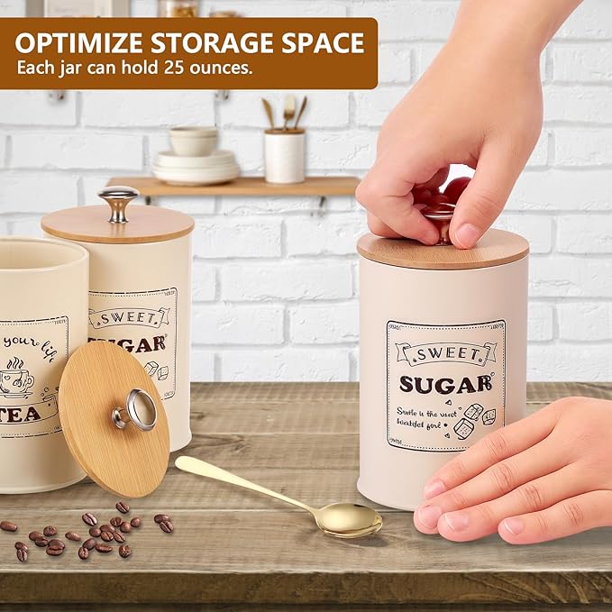 3 Pack Coffee Tea Sugar Container Set - Image 4