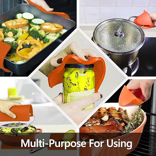 Silicone Oven Mitts and Pot Holders Set, MTZRFLL Extra Long Heat Resistant Oven - Image 5